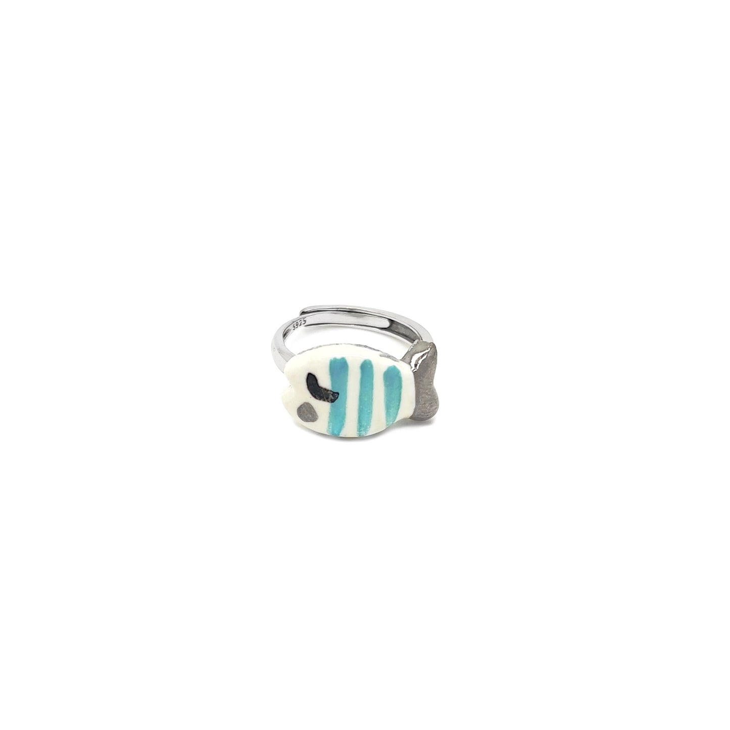 Little fish ring in aquamarine and gold