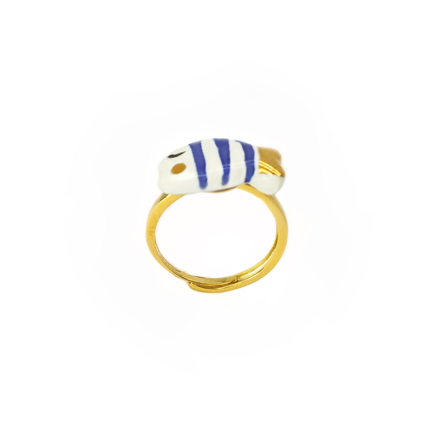 Anello Pesciolino blu stampa chiaro e oro