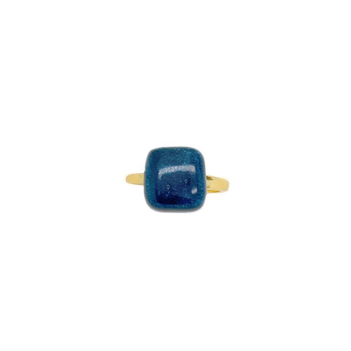 Anello Cubo maxi in ceramica blu classico