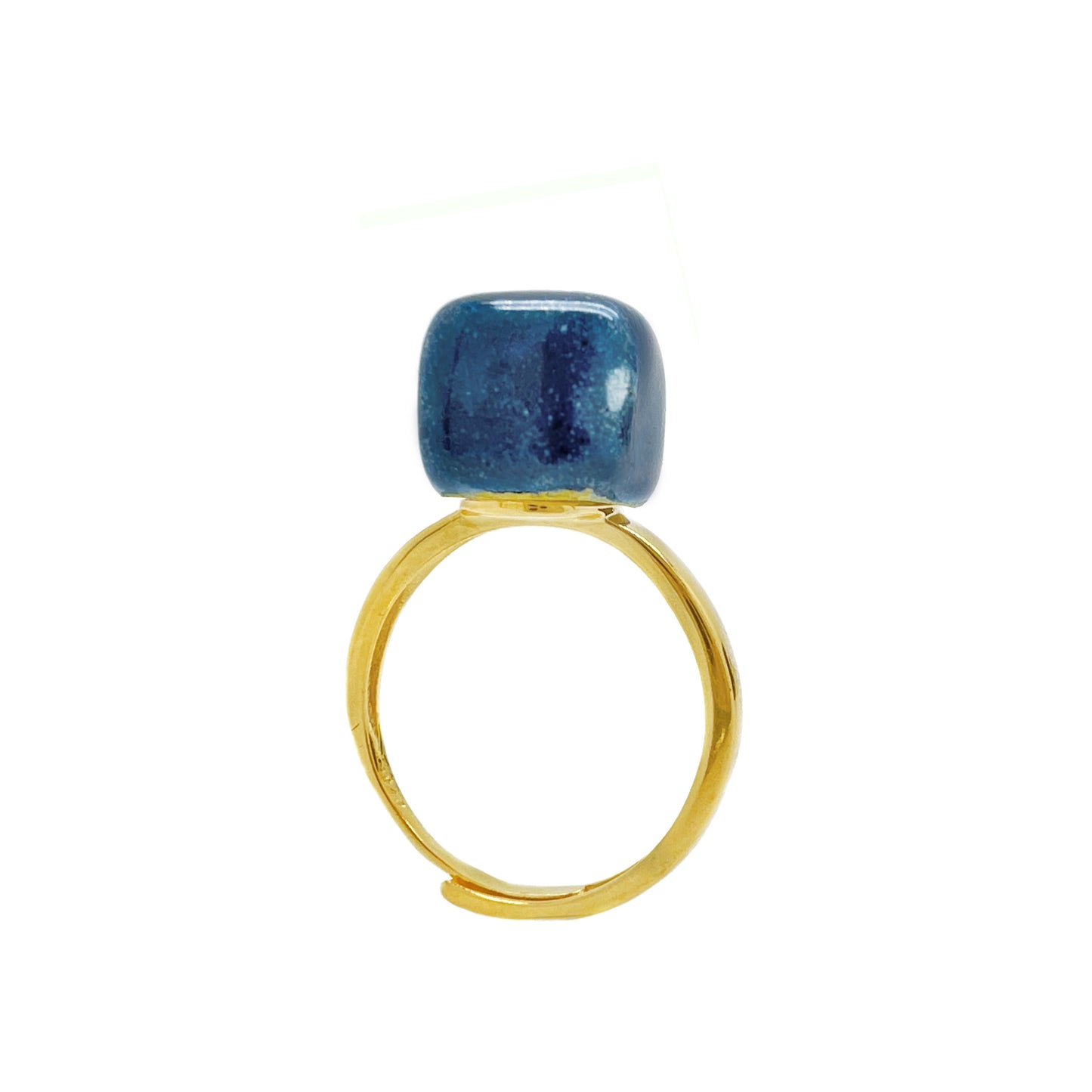 Anello Cubo maxi in ceramica blu classico